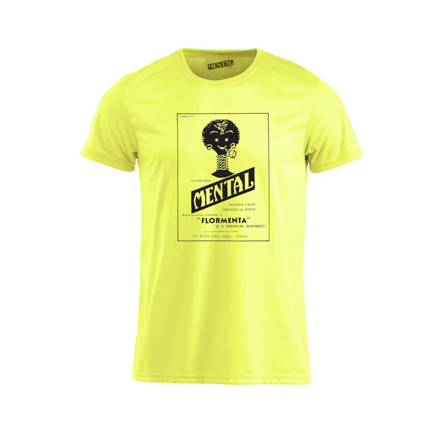 T-shirt neon yellow Vintage Mental - size XL - T-shirt