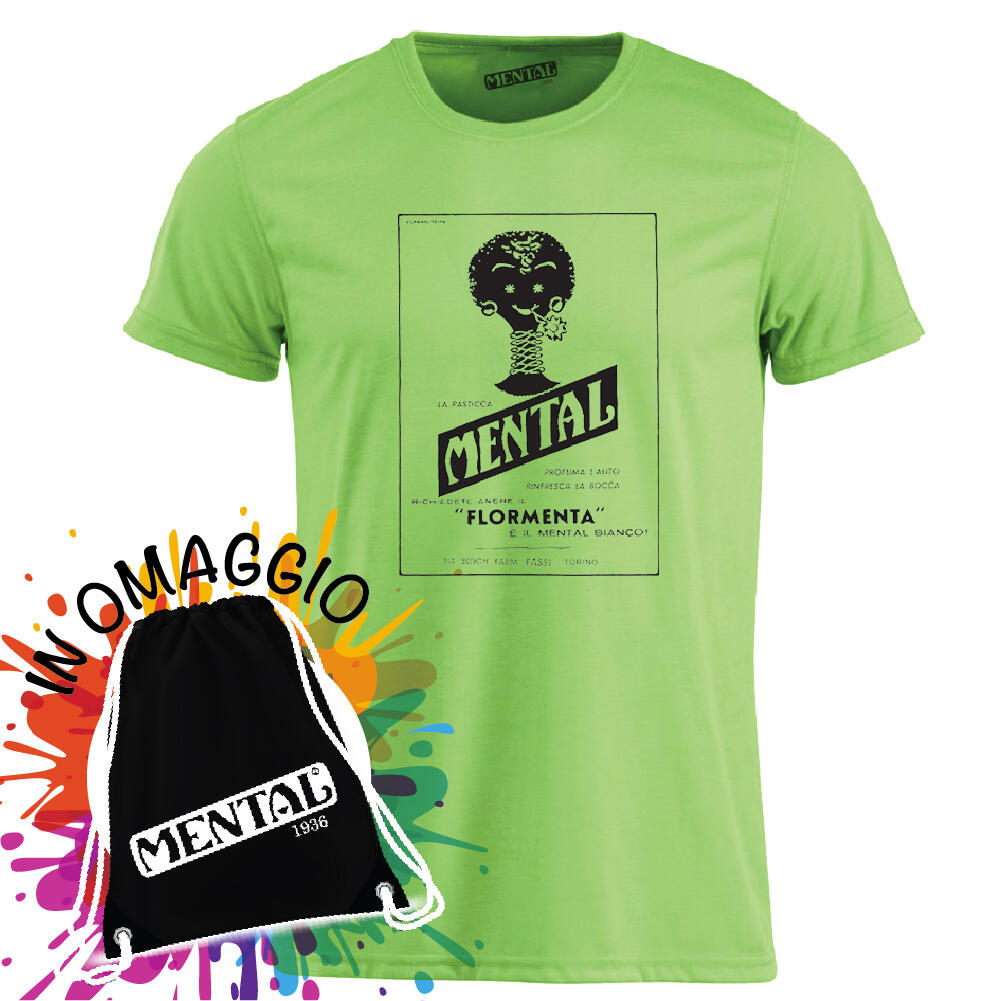 T-shirt neon green Vintage Mental - size M - T-shirt