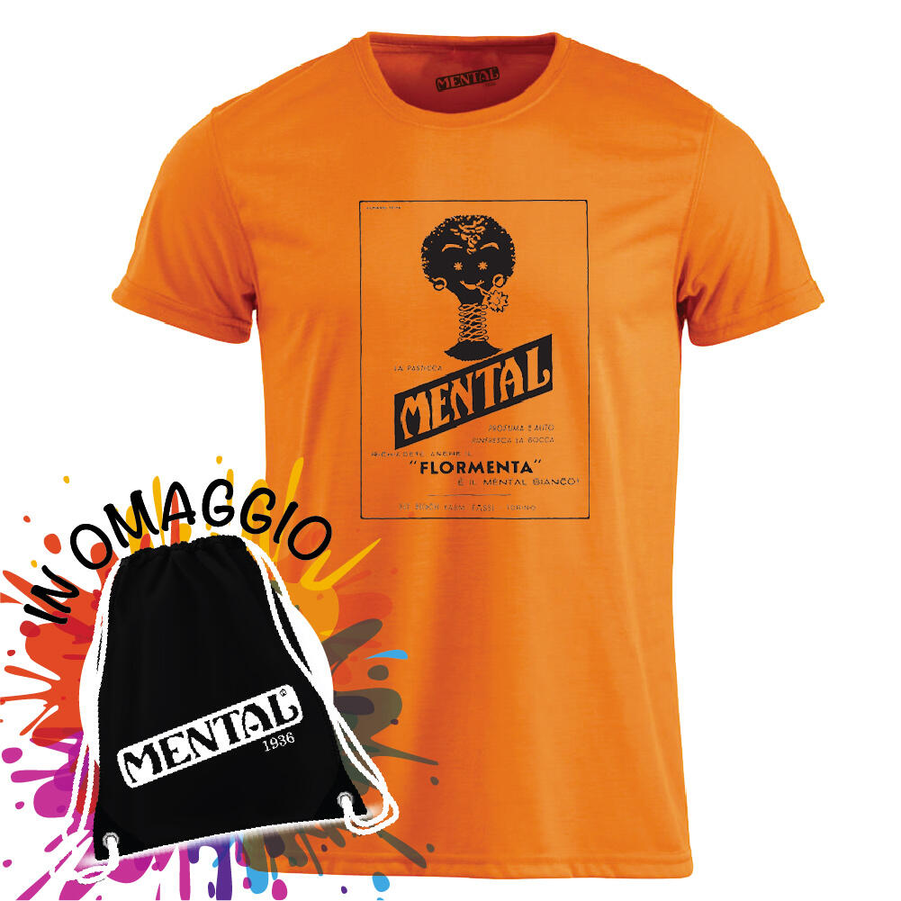 T-shirt orange Vintage Mental - size L - T-shirt